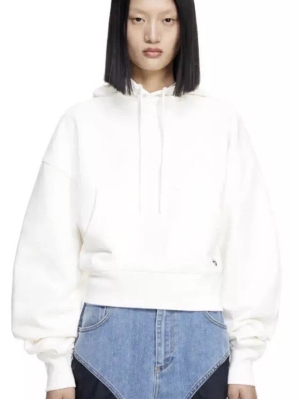 Mugler H&M Cream Hooded Pullover Sweatshirt